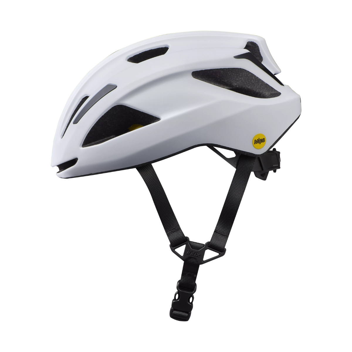 Specialized Align II Mips-hjelm i hvid, vist fra siden. Super sikkerhed, aerodynamik og komfort. Topscorer i test.
