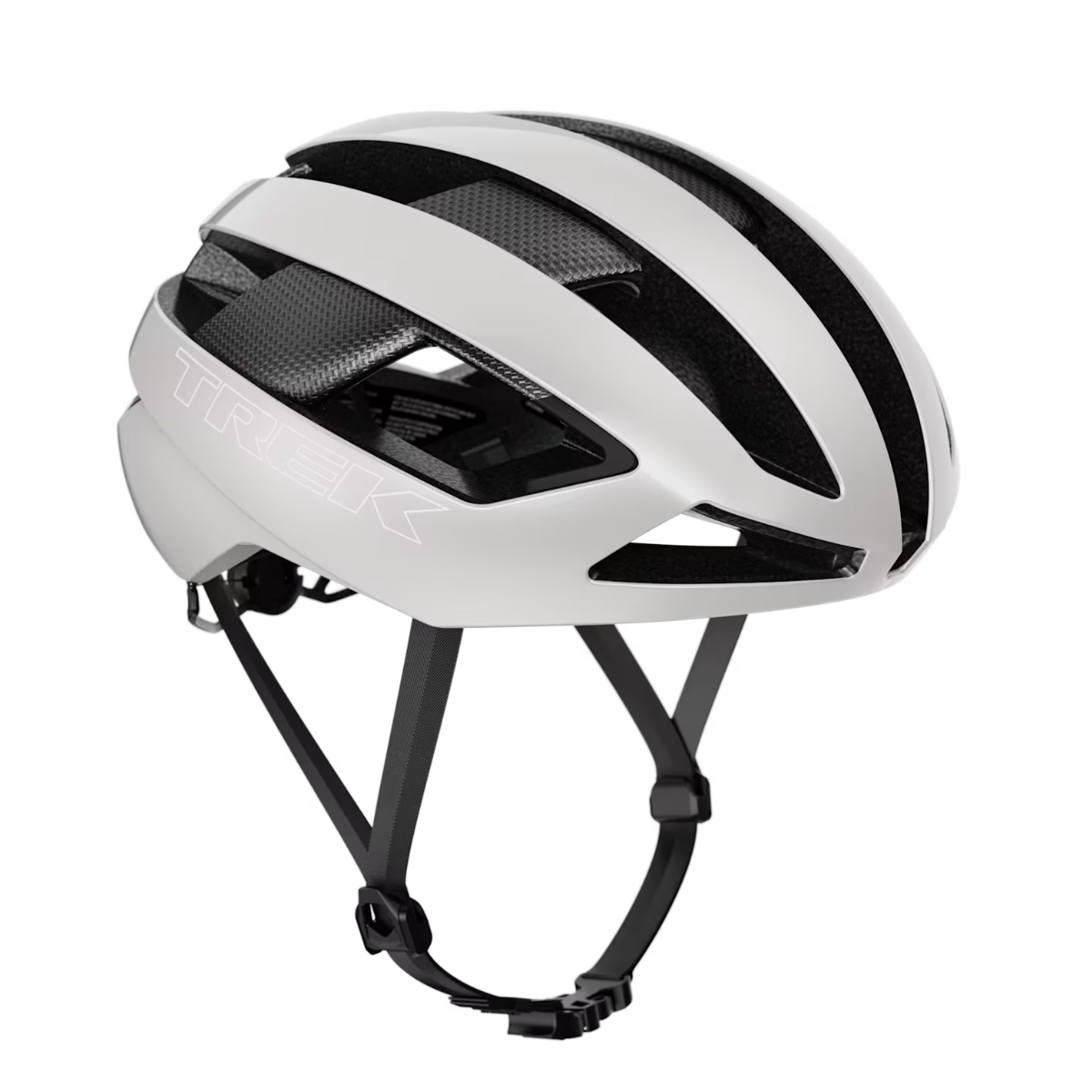 Trek Velocis MIPS racercykelhjelm i hvid, vist fra siden. Sikkerhed, komfort og aerodynamik i fra den amerikanske gigant Trek