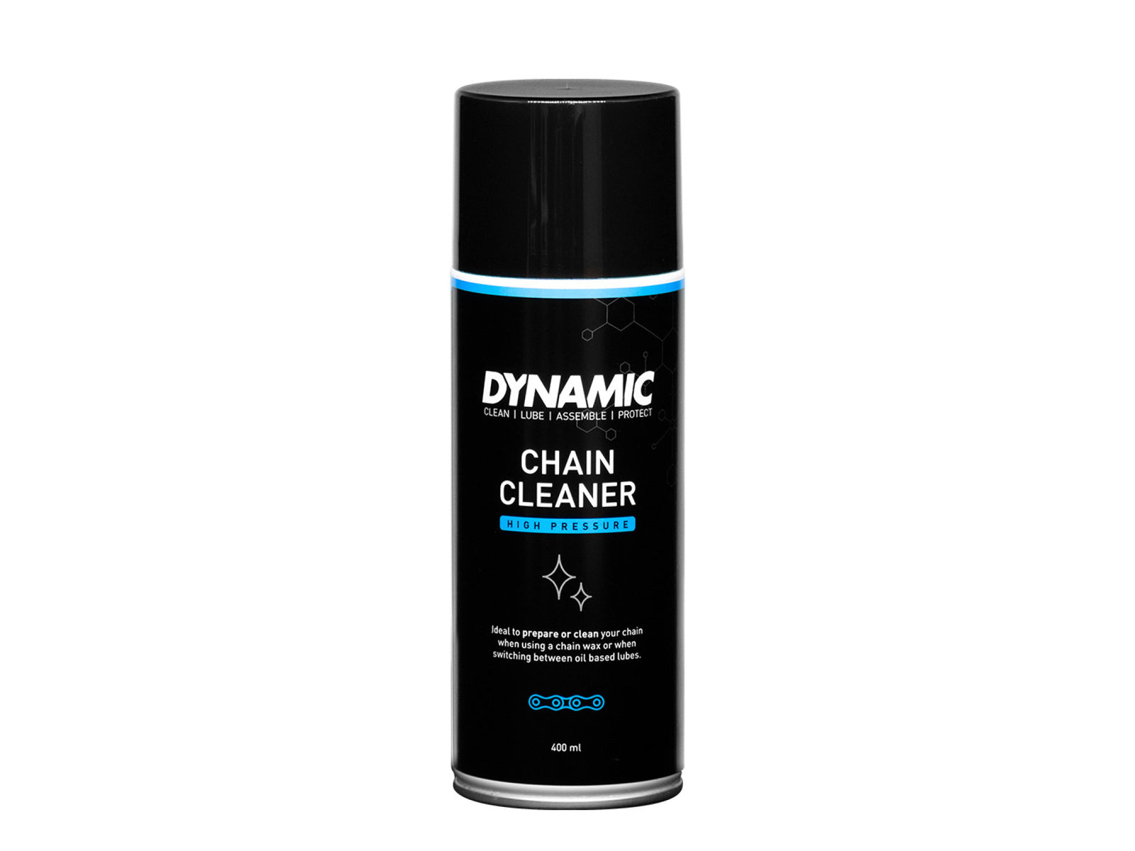 Dynamic Chain Cleaner spray can. Super effektiv rensning af din cykelkæde. Fås i to størrelser. 