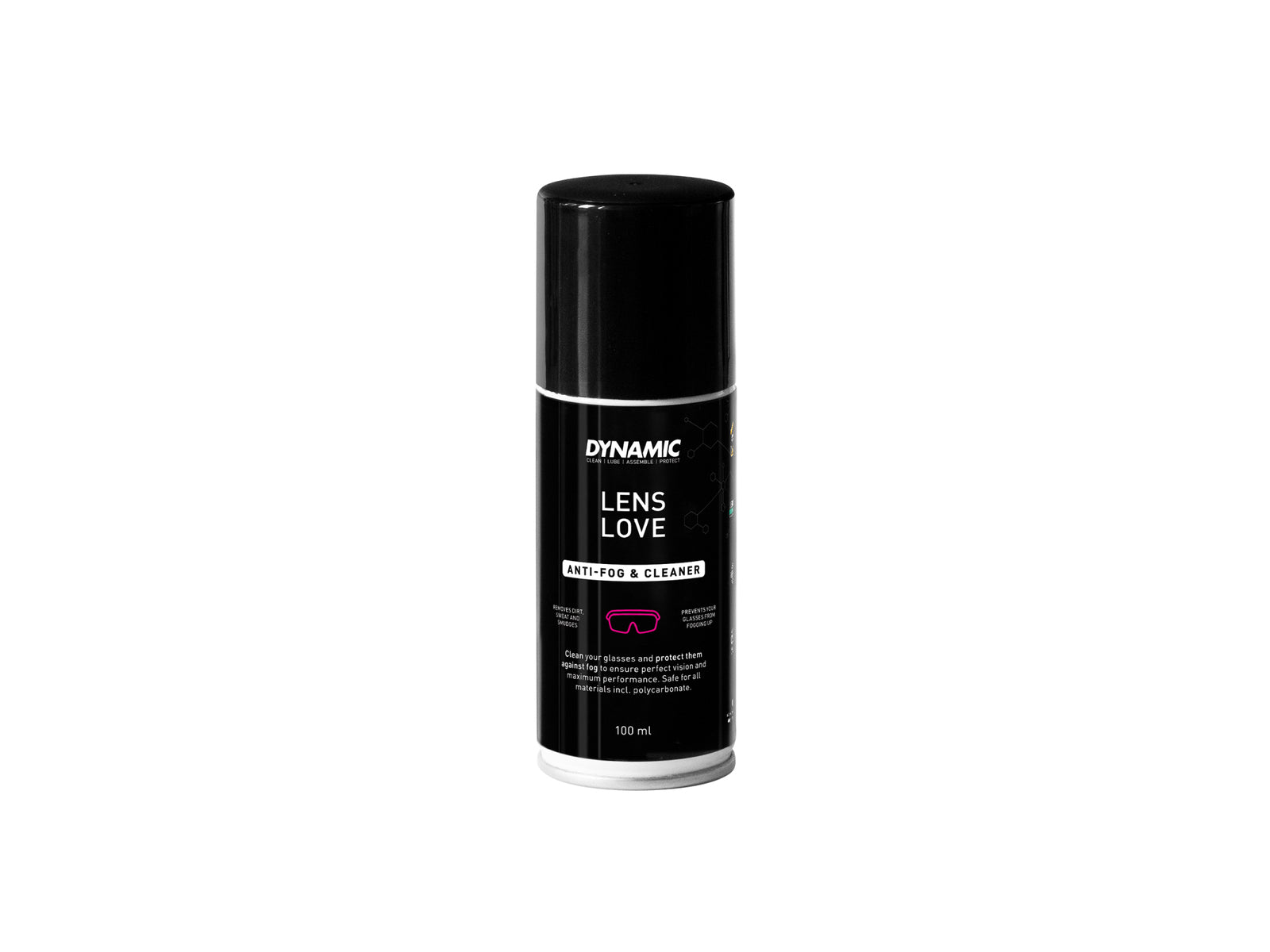 Dynamic Lens Love 100ml spray can. Meget nem og miljøvenlig brillepudsning. Fjerner effektivt fedt og snavs. 