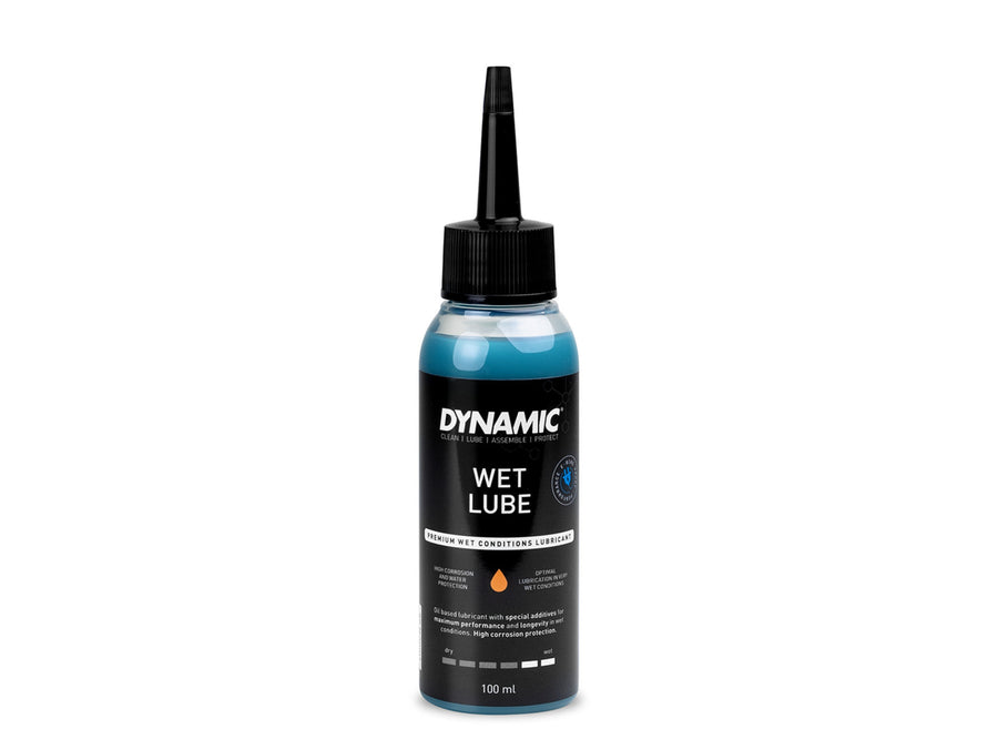 Dynamic Wet Lube 100ml bottle. Miljøvenlig kædeolie, perfekt til brug i vådt føre. 