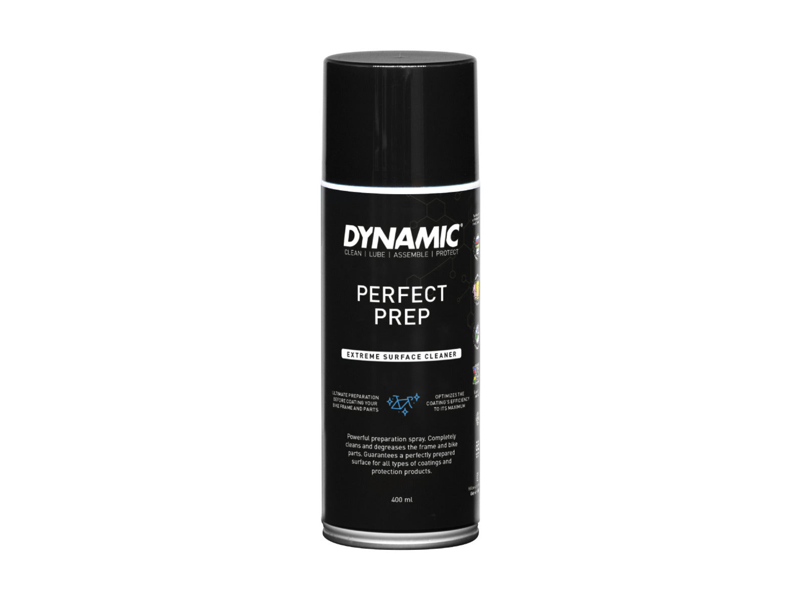Dynamic PerfectPrep Surface Cleaner 400ml spray can. Miljøvenlig og carbon-safe spray til prepping af din cykel. 