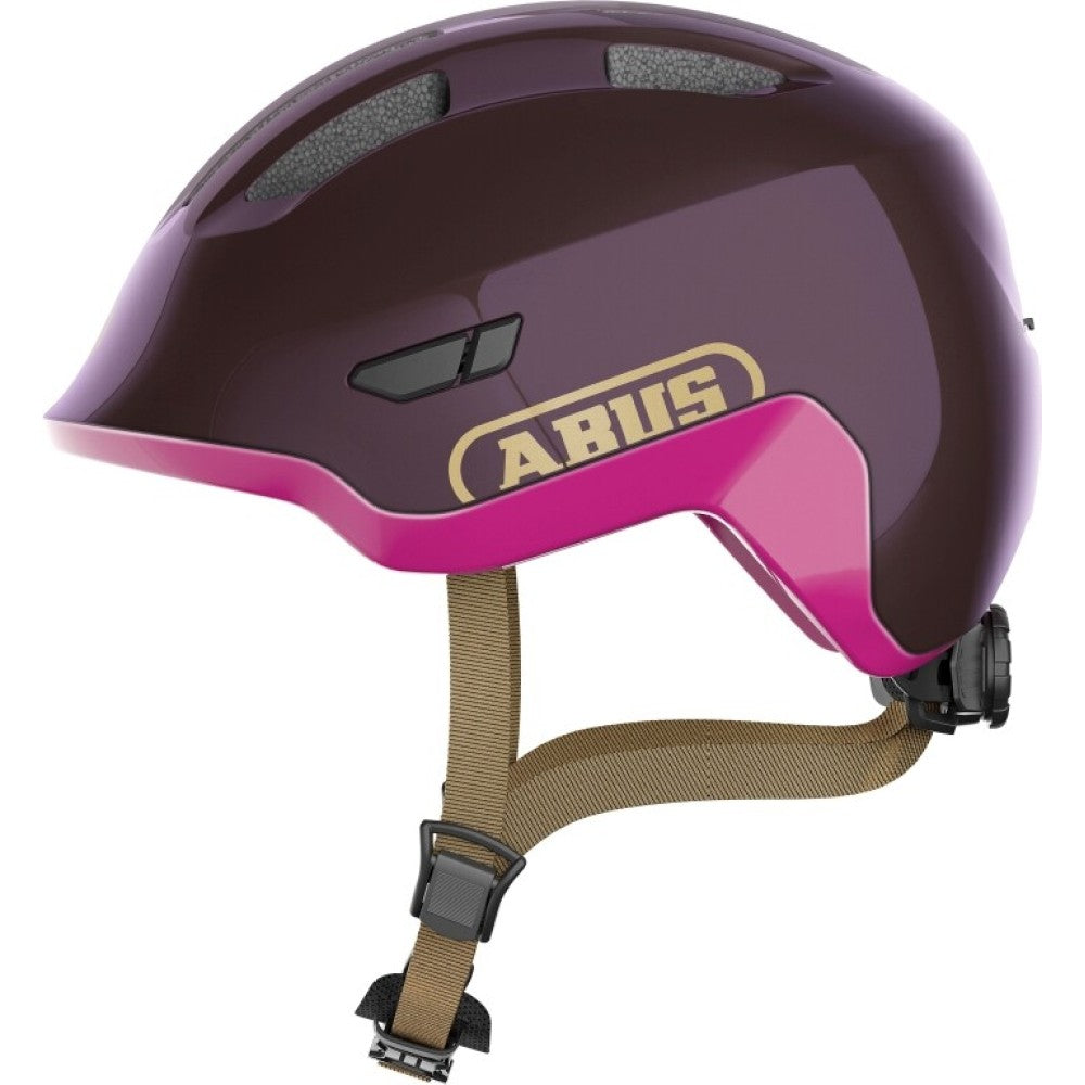 Abus Smiley 3.0 i pink. Smart, sikker og komfortabel cykelhjelm til børn. Fås i 2 størrelser. Kvalitet og sikkerhed fra verdenskendte tyske Abus