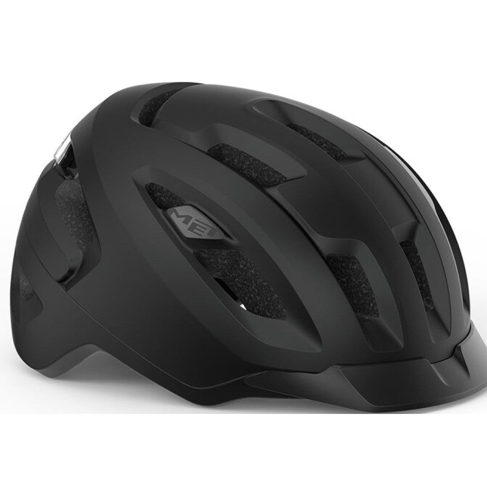 Sort MET Urbex MIPS cykelhjelm på hvid baggrund. MIPS giver ekstra sikkerhed ved rotationsstyrt. Fra MET