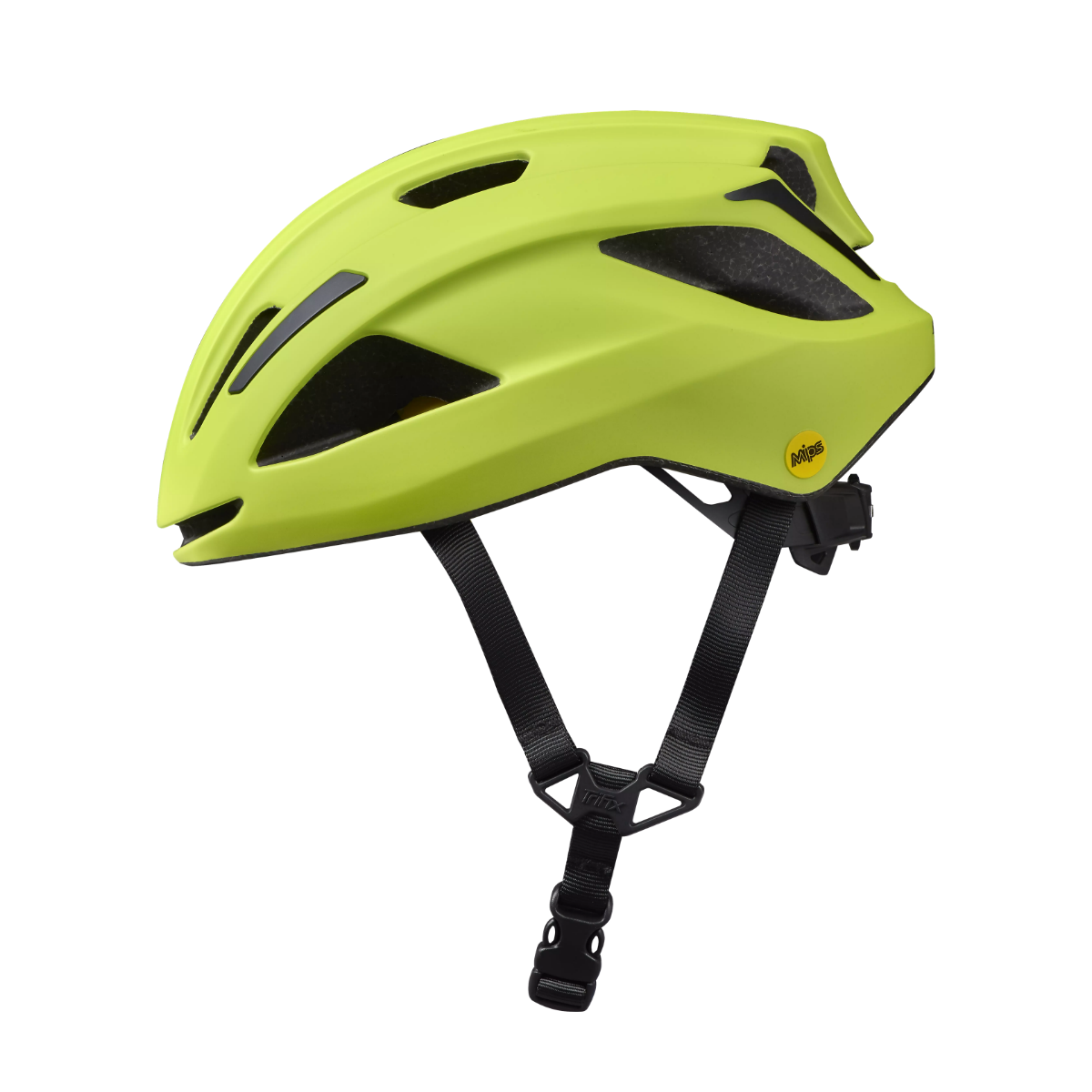 Specialized Align II Mips-hjelm i neon-gul, vist fra siden. Super sikkerhed, aerodynamik og komfort. Topscorer i test. 